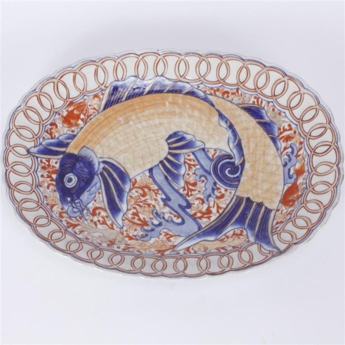 Appraisal: Japanese Imari Fish Serving Plate with gilt accents Some surface