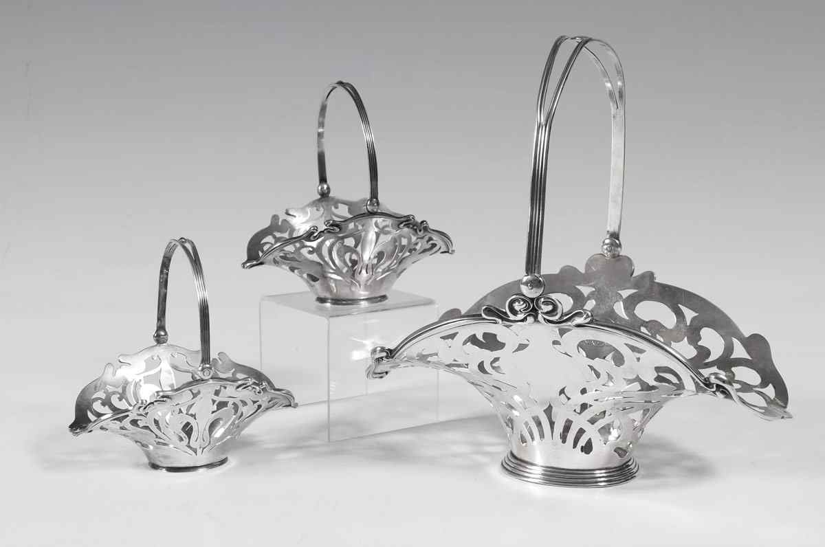 Appraisal: ART NOUVEAU STERLING BASKETS pieces to include Unger Brothers with