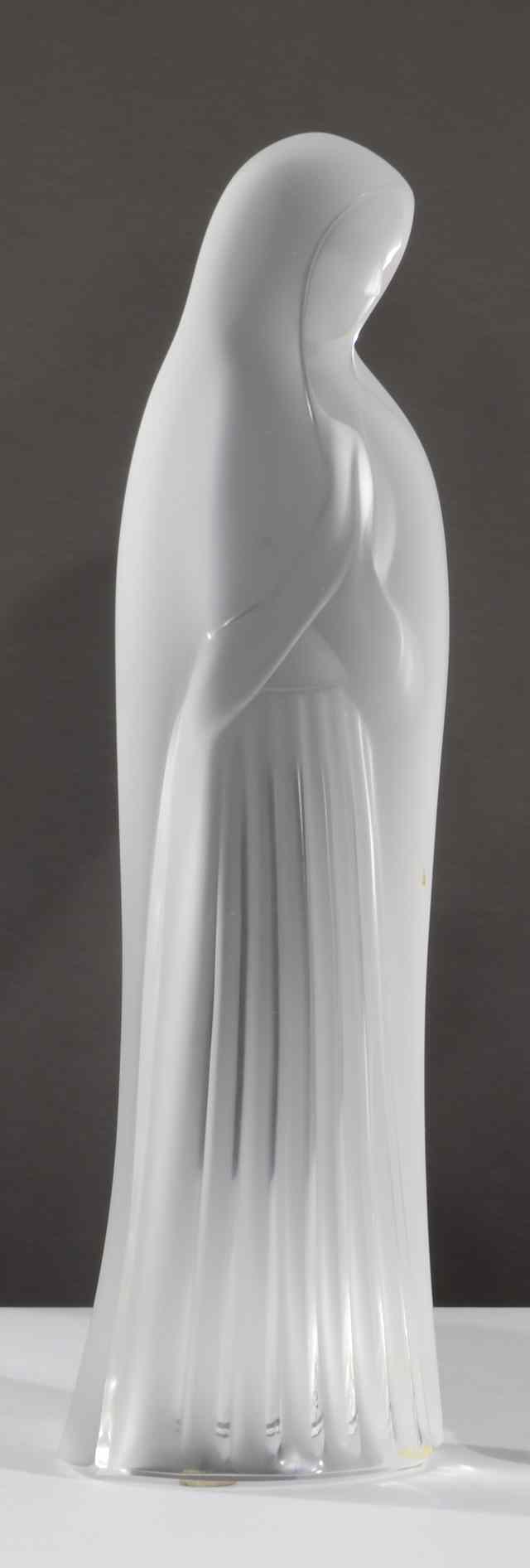 Appraisal: LALIQUE FRANCE GLASS MADONNA SCULPTURE the standing Madonna with hands