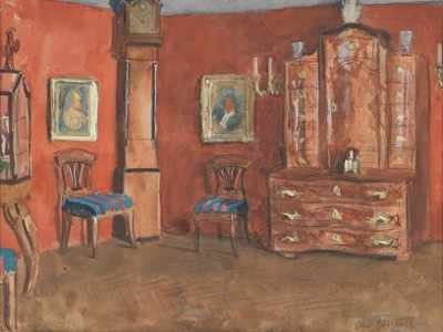 Appraisal: Otto Herschel German - Interior Watercolor on paper signed in