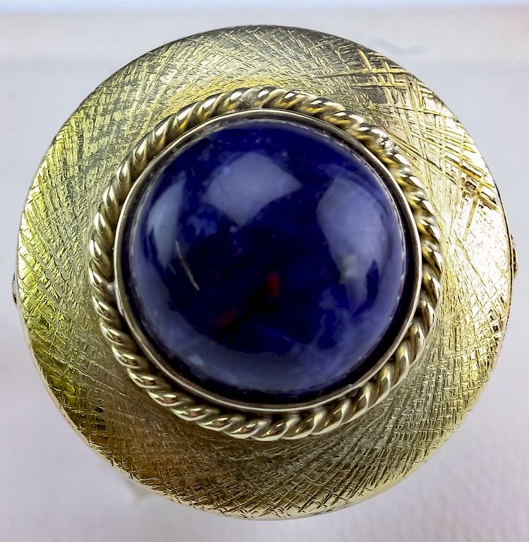 Appraisal: Vintage K Gold Blue Lapis Lazuli Cabochon Ring Vintage lapis