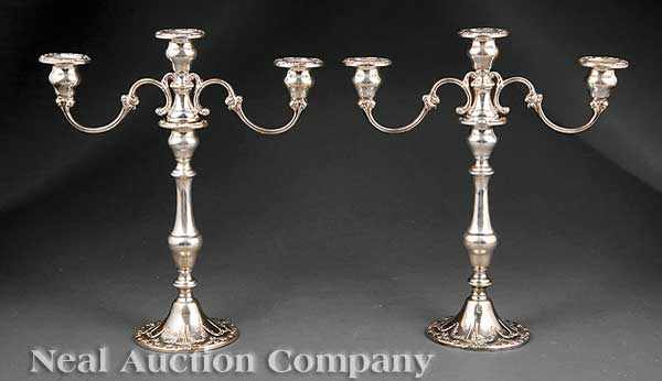 Appraisal: A Pair of Gorham Sterling Silver Three-Light Candelabra in the