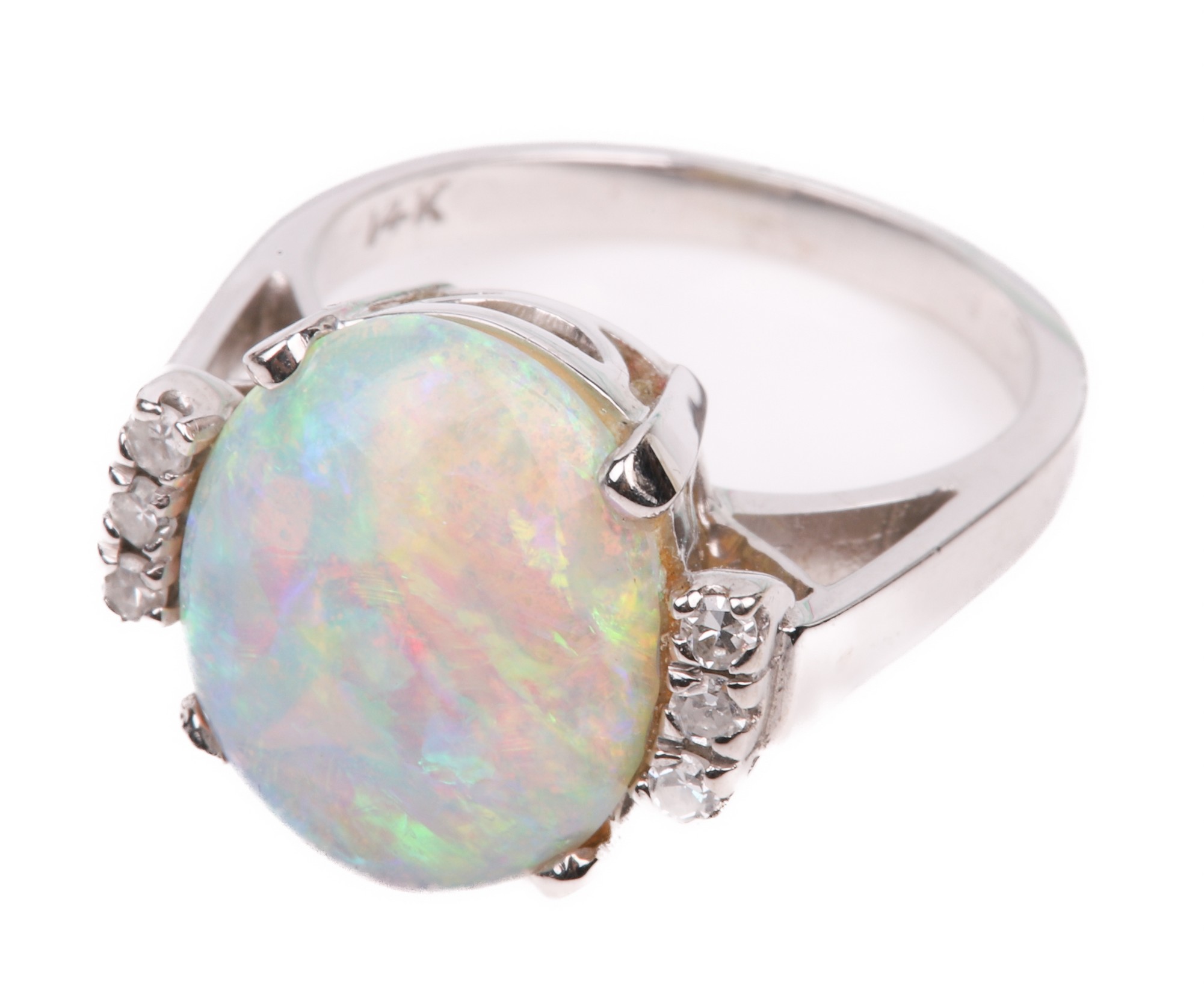 Appraisal: K Opal and diamond cocktail ring mm x mm opal