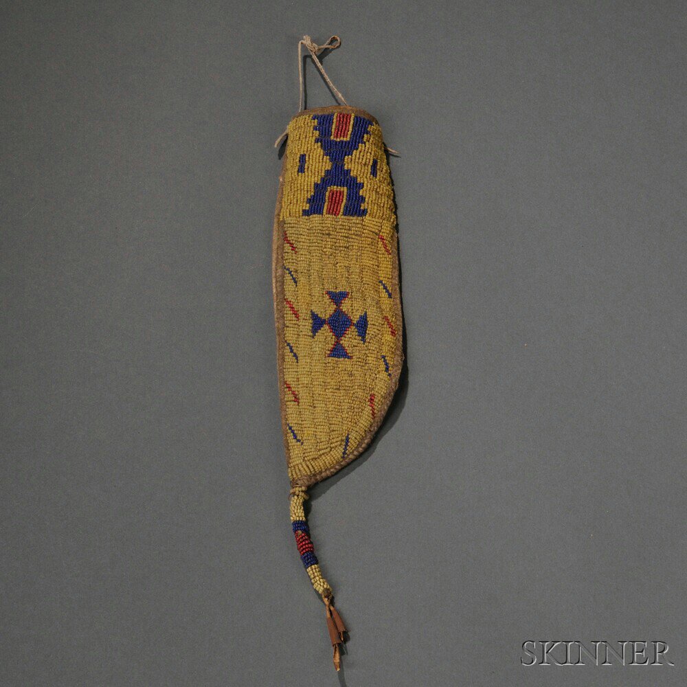 Appraisal: Lakota Beaded Hide Knife Sheath c late th century geometric