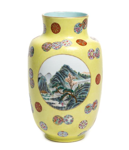 Appraisal: Sale Lot A Famille Jaune Porcelain Lantern Vase the body