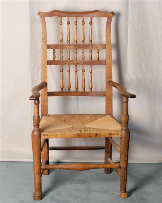 Appraisal: An English Lancashire Spindle-back Arm Chair oak or elm having