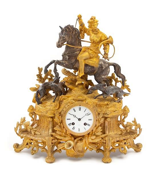 Appraisal: A French Parcel Gilt Cast Metal Mantel Clock Height x