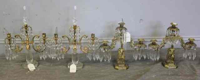 Appraisal: Antique Girandole Lot Includes a pair of crystal and gilded