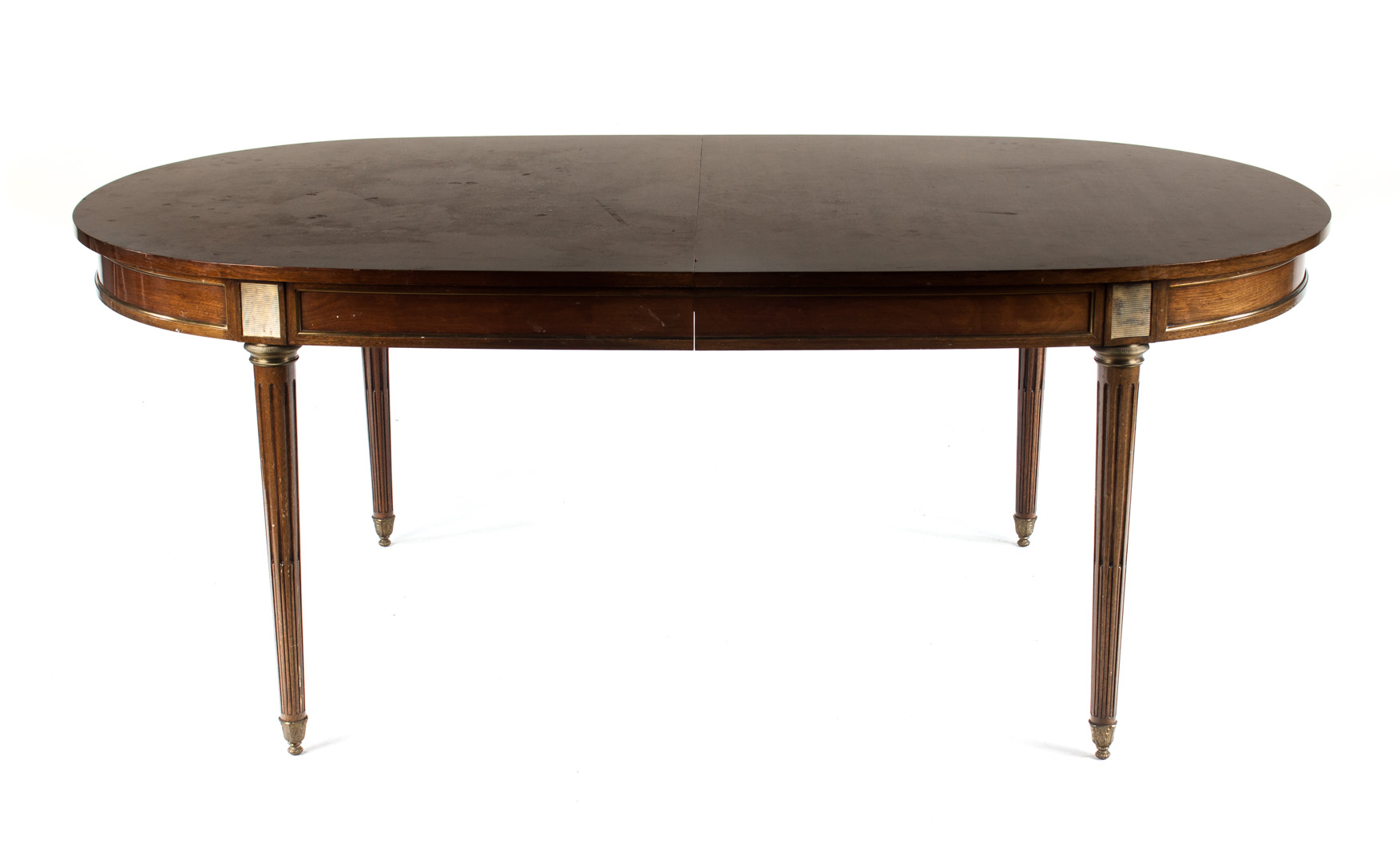 Appraisal: Directoire style mahogany dining table two in half round ends