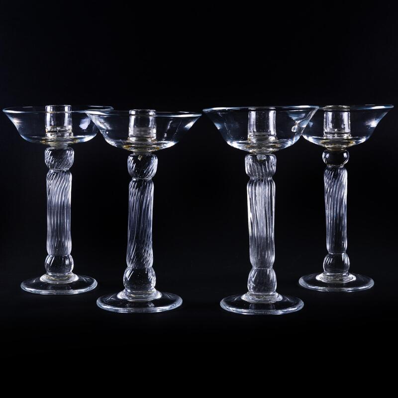 Appraisal: Set of Four Blown Glass Candlesticks Unmarked x in diam