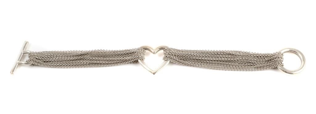 Appraisal: Tiffany Co sterling silver multi-chain bracelet with heart clasp