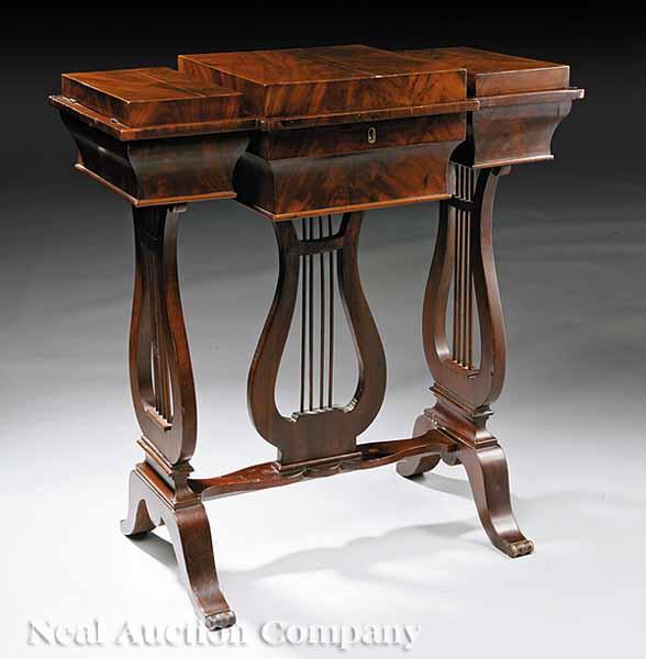 Appraisal: An American Classical Mahogany Sewing Table c Boston the top