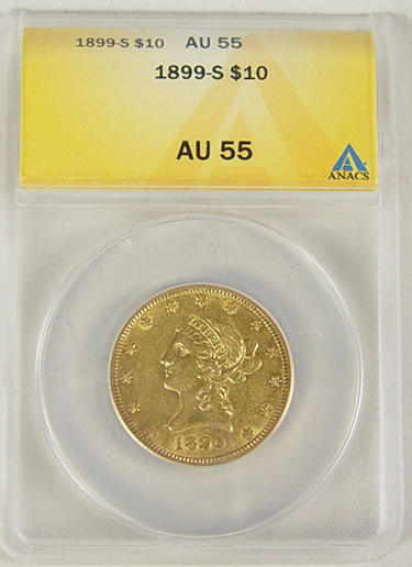 Appraisal: -S Liberty Gold Coin ANACS certified and graded AU- Nice