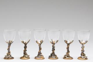 Appraisal: Crystal Mixed Metal Erotic Glasses Eve w Snake Crystal cordial