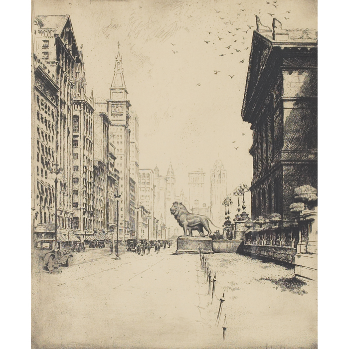 Appraisal: Otto J Schneider American - ''Michigan Boulevard '' etching ''