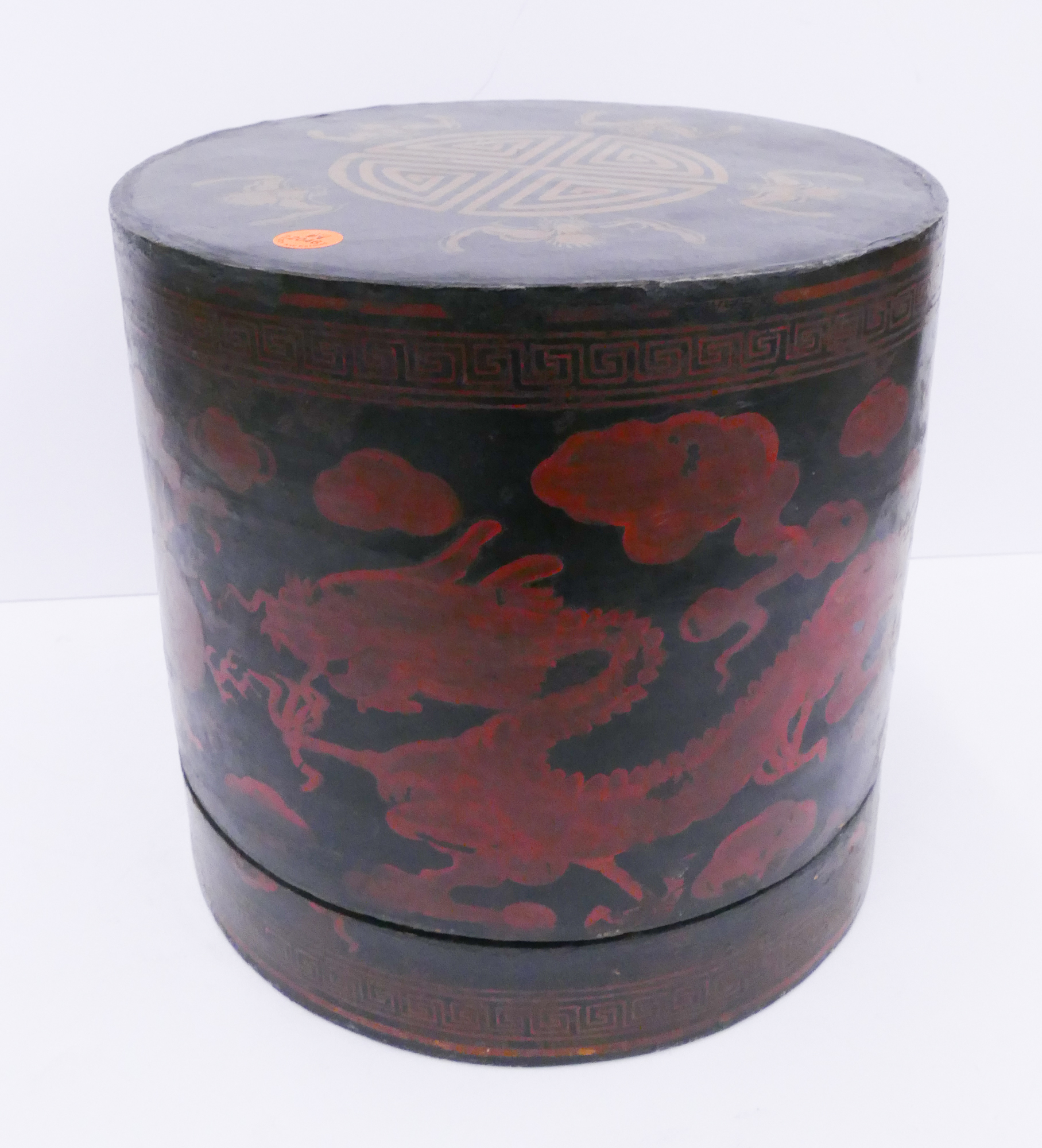 Appraisal: Antique Chinese Lacquered Hat Box- x ''