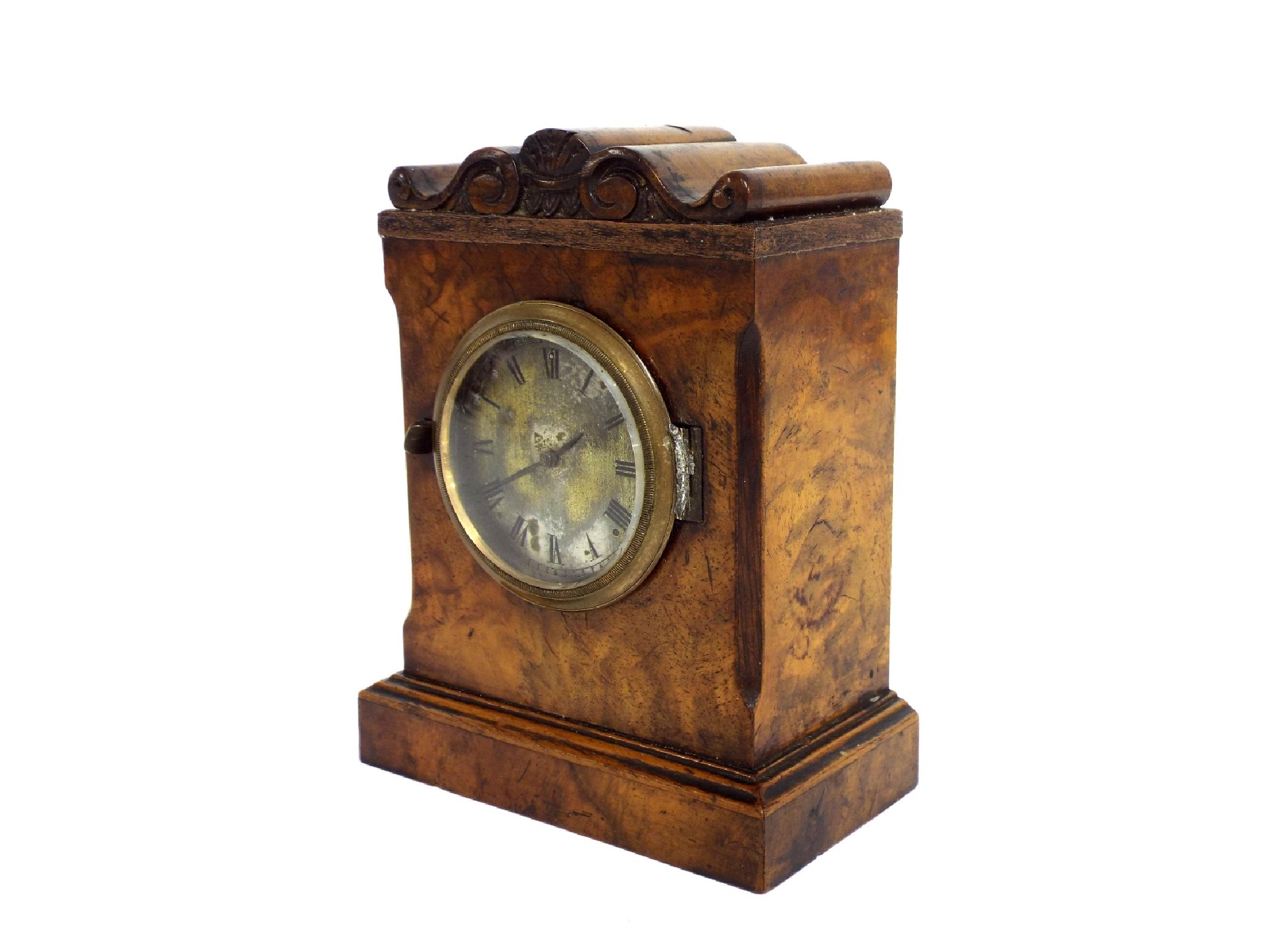 Appraisal: Small walnut bracket clock case with verge watch movement signed