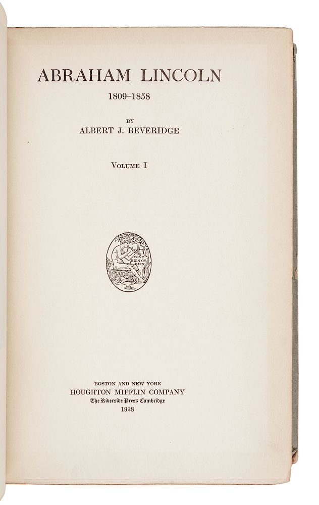 Appraisal: BEVERIDGE Albert J - Abraham Lincoln - Boston and New