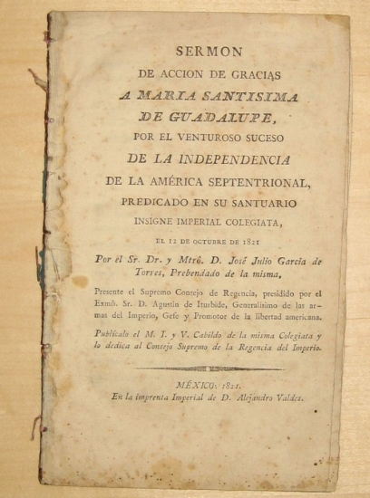 Appraisal: MEXICO Garcia de Torres Julio Sermon de Accion de Gracias