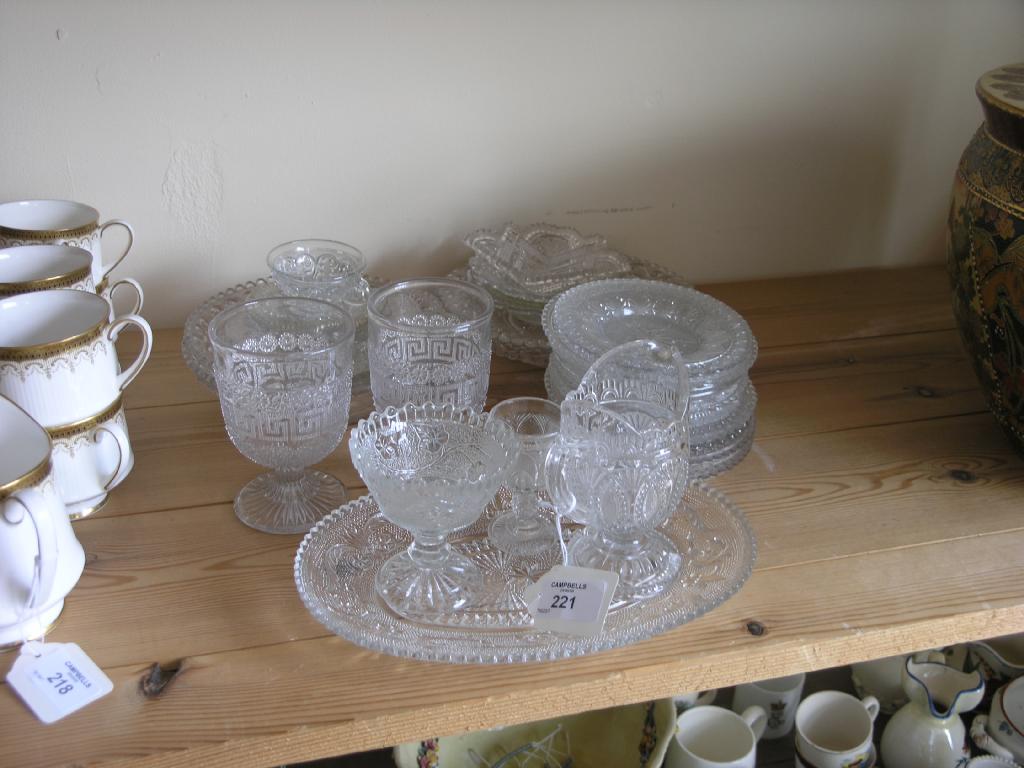 Appraisal: Victorian pressed 'lacy' glassware including two goblets pedestal jug and