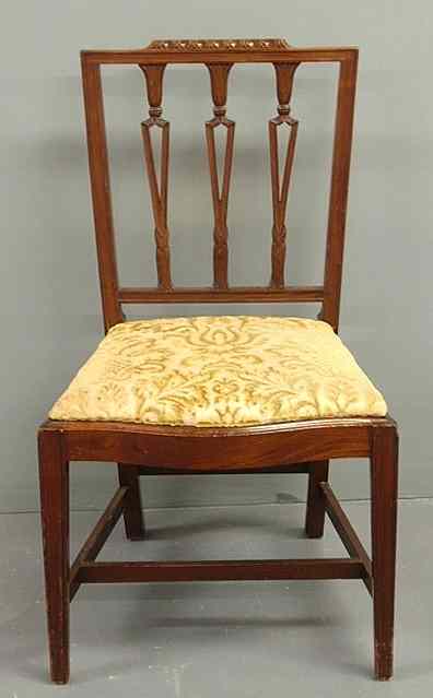 Appraisal: Hepplewhite style mahogany side chair c with carved splat slip