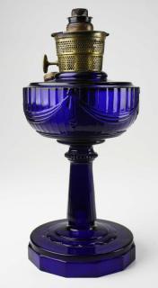 Appraisal: Aladdin Lincoln Drape oil lamp deep cobalt blue glass ht