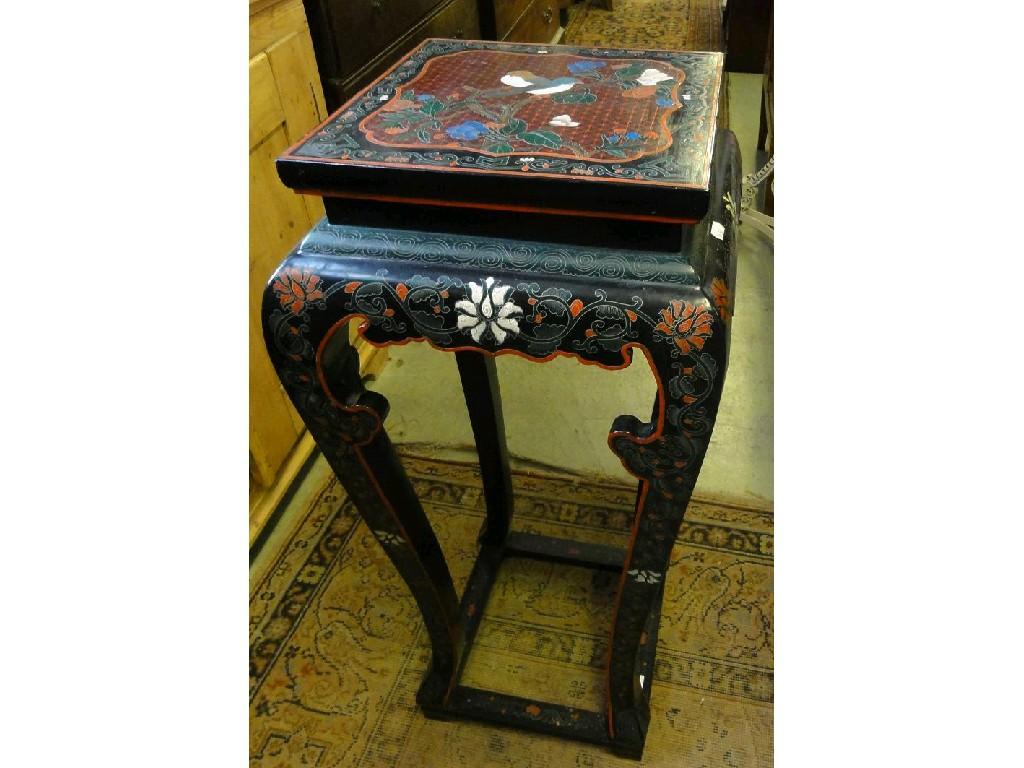 Appraisal: An Eastern ebonised jardiniere stand with square cut top shaped