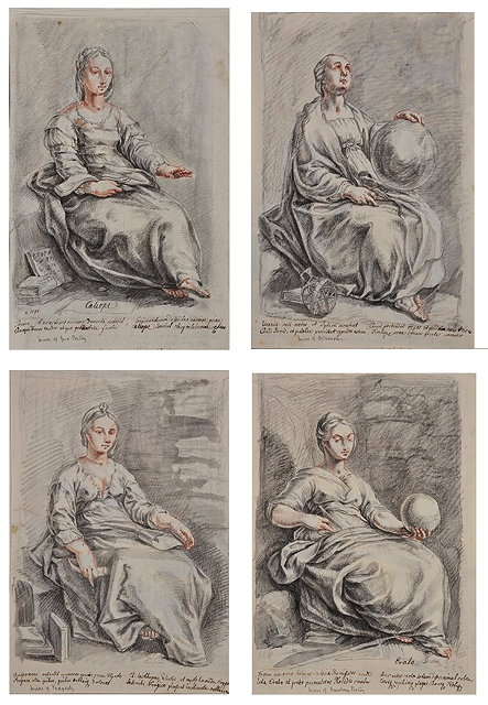 Appraisal: FOLLOWER OF GUERCINO'Caliope' Muse of Epic Poetry pencil grey wash