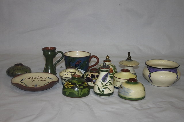 Appraisal: SEVEN VARIOUS WATCOMBE INK POTS including inscribed and painted pieces