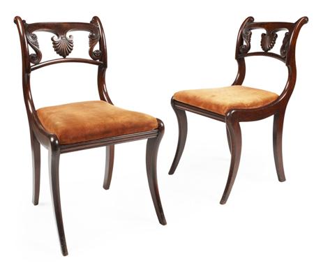 Appraisal: SET OF TWELVE IRISH REGENCY SIMULATED ROSEWOOD DINING CHAIRS EARLY