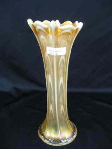 Appraisal: Peach Opalescent Carnival Glass Vase drapery style '' excellent