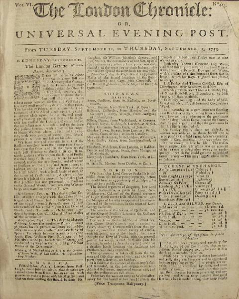 Appraisal: FRANKLIN BENJAMIN The London Chronicle Or Universal Evening Post Vol