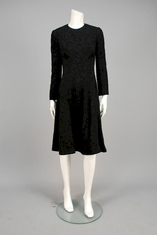 Appraisal: GALANOS MATELASSE SILK DRESS MID th C Black having a