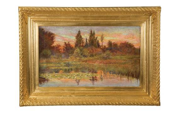 Appraisal: FALL LANDSCAPE WITH POND LATE TH-EARLY TH CENTURY Oil on