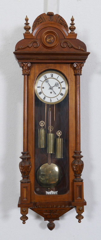 Appraisal: GUSTAV BECKER TRIPLE WEIGHT VIENNA REGULATOR CLOCK Walnut case with