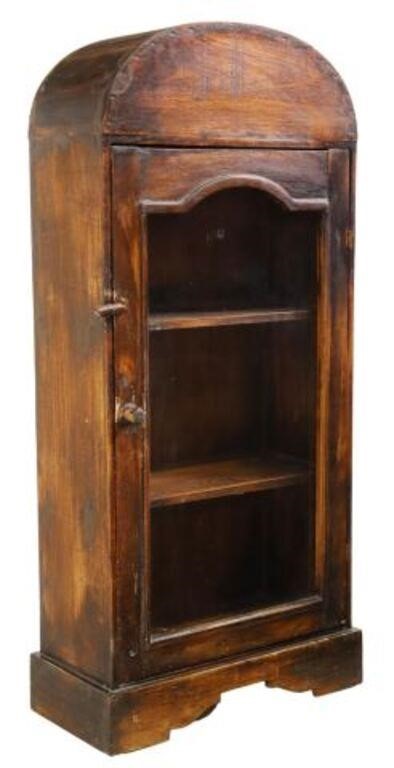 Appraisal: Rustic Italian vitrine th c arched bonnet top glazed cabinet