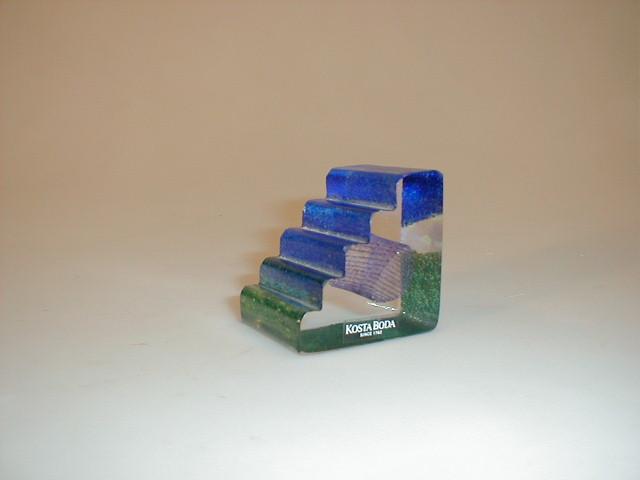 Appraisal: A small Kosta Boda stepped display block blue through green