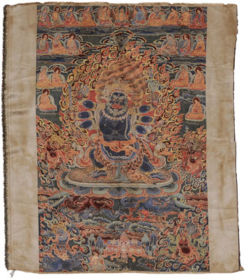 Appraisal: Silk Thangka Tibet early th century brightly colored double weave