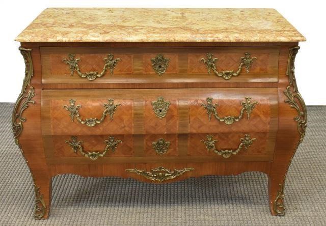 Appraisal: French Louis XV style mahogany commode en tombeau th c