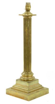 Appraisal: A brass reeded column table lamp in cm h excluding