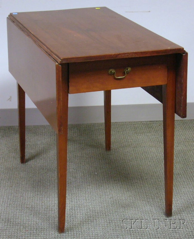 Appraisal: Federal Cherry Drop-leaf Pembroke Table with End Drawer