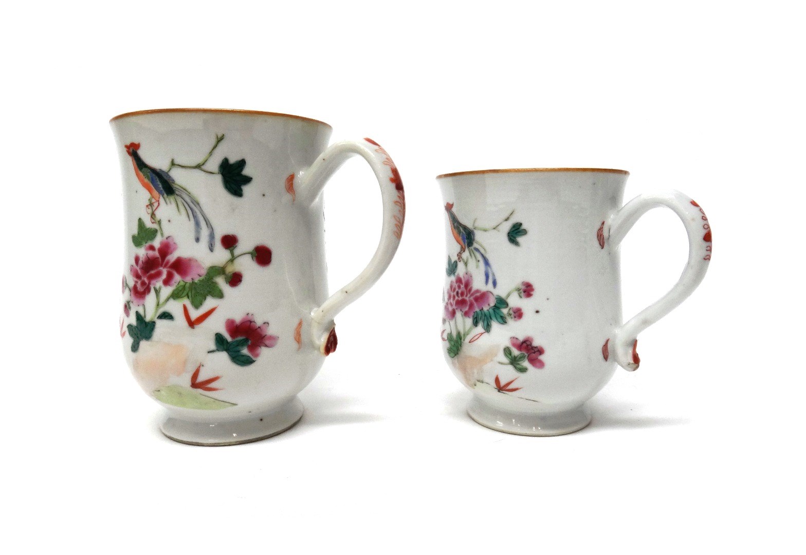 Appraisal: Two Chinese famille-rose graduated baluster mugs Qianlong each painted with