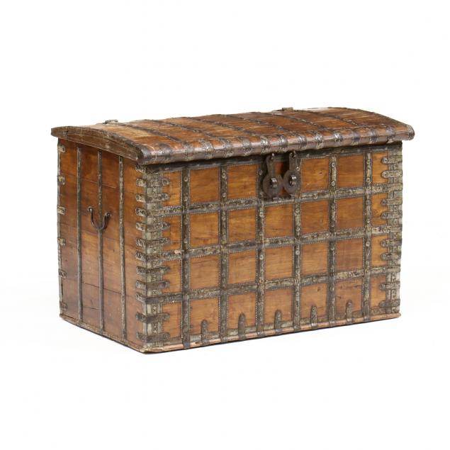 Appraisal: ANTIQUE MIDDLE EASTERN DOWRY CHEST th century hardwood with iron