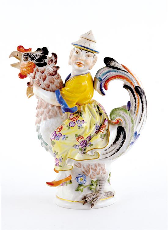 Appraisal: Rare Meissen chinoiserie figural coffeepot th century whimsical form depicting