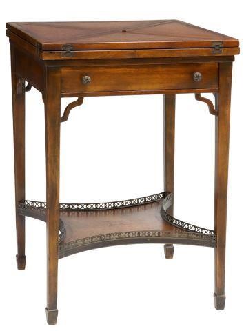 Appraisal: Walnut handkerchief envelope card table attributed to Theodore Alexander late