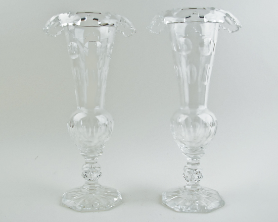 Appraisal: A Pair of Anglo-Irish Crystal Footed Vases having rolled notched