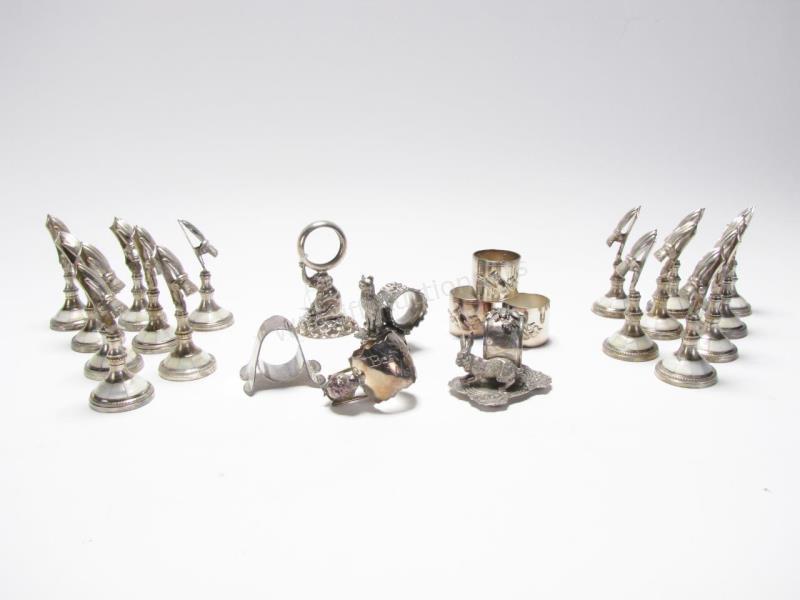 Appraisal: A group of silverplate including eight napkin rings in various