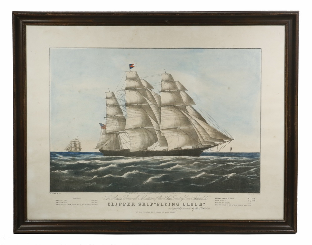 Appraisal: NATHANIEL CURRIER NY MA - Clipper Ship Flying Cloud hand