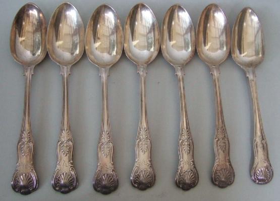 Appraisal: Seven silver King's pattern table spoons all London comprising six