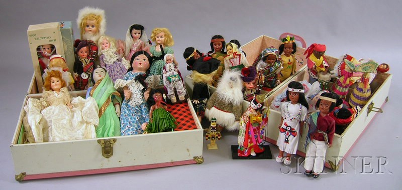 Appraisal: Collection of Mid- th Century Souvenir Dolls a Composition Doll